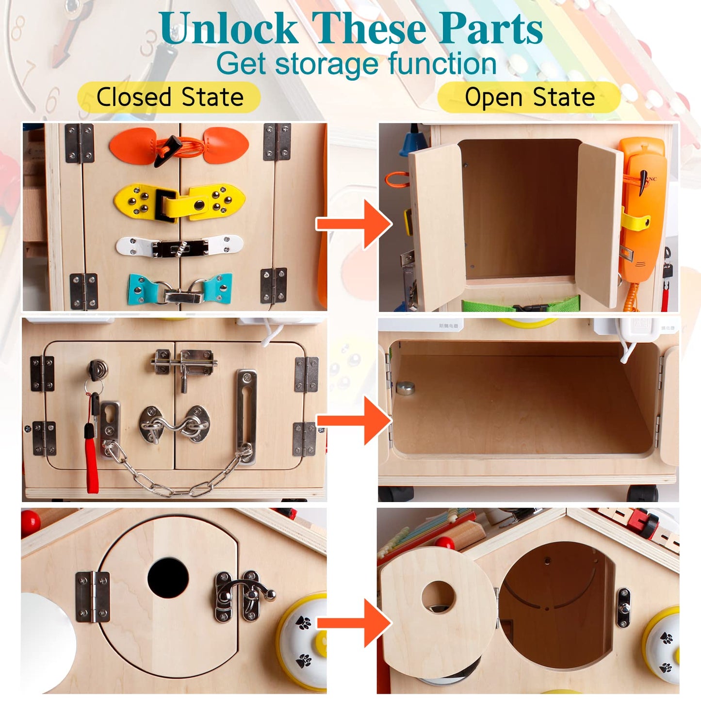 SHIERDU Large Wooden Activity Cube