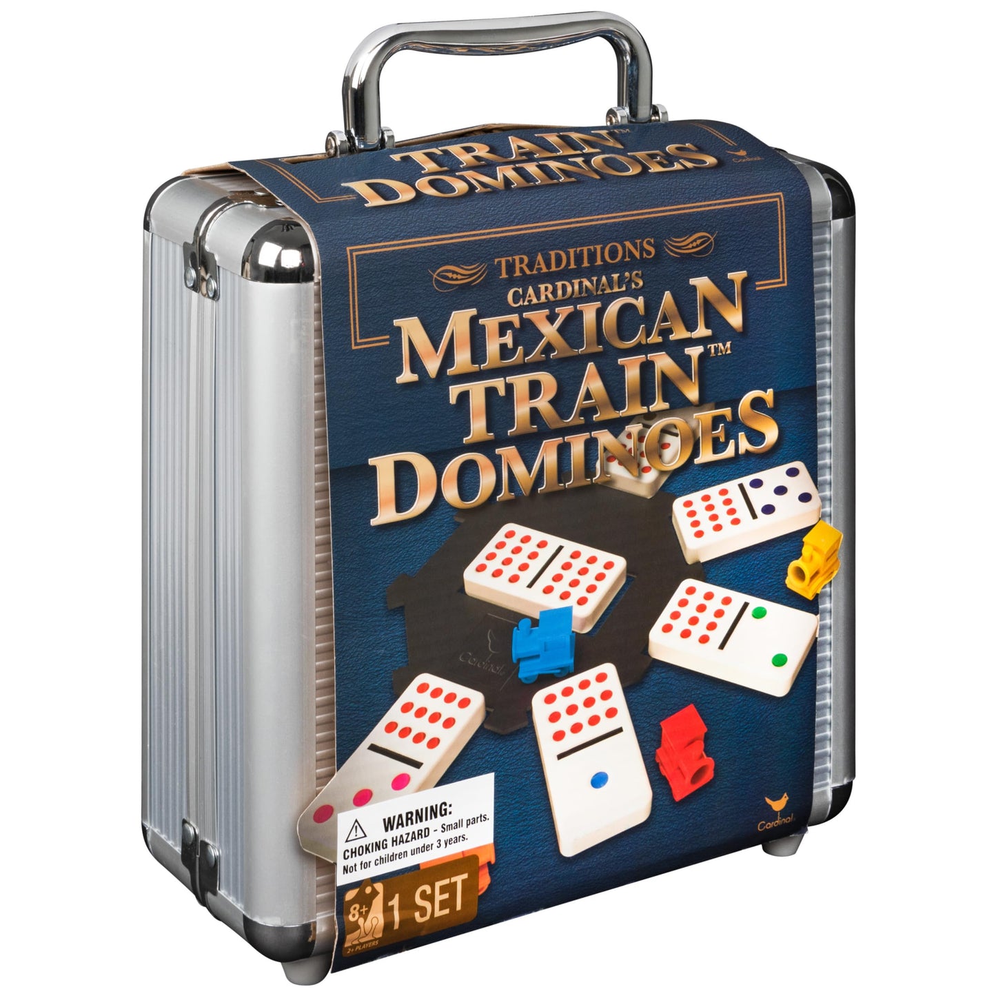 Mexican Train Dominoes Set Aluminum Case Family Game