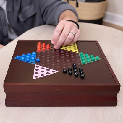 10-in-1 Wooden Family Game Set Storage Box Classic Games