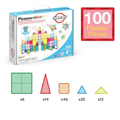 100-Piece Magnetic Building Tiles STEM Set