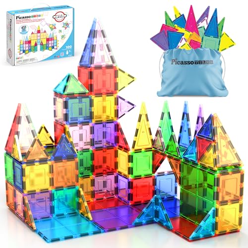 100-Piece Magnetic Building Tiles STEM Set
