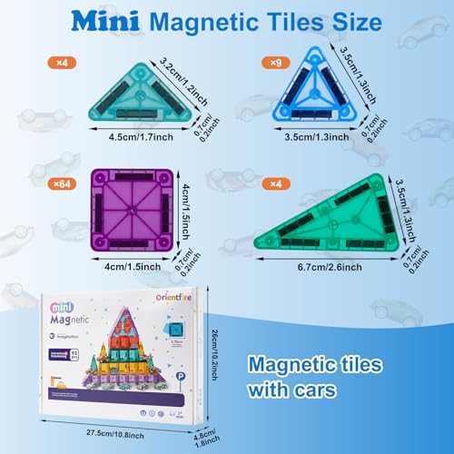 93-Piece Magnetic Tiles Travel STEM Set with Cars