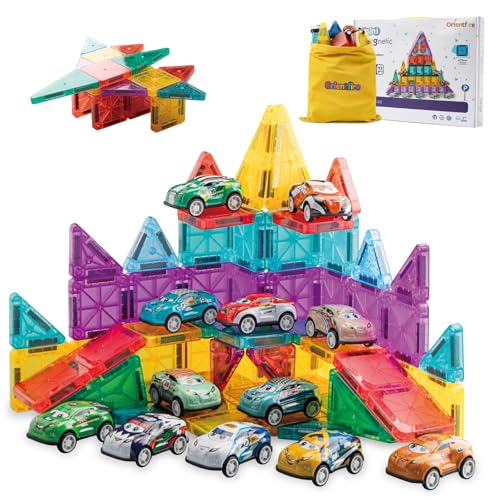 93-Piece Magnetic Tiles Travel STEM Set with Cars