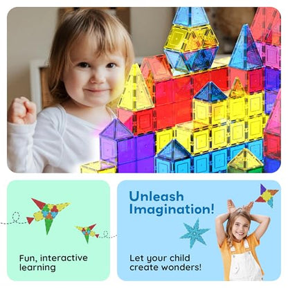 100-Piece Magnetic Building Tiles STEM Set