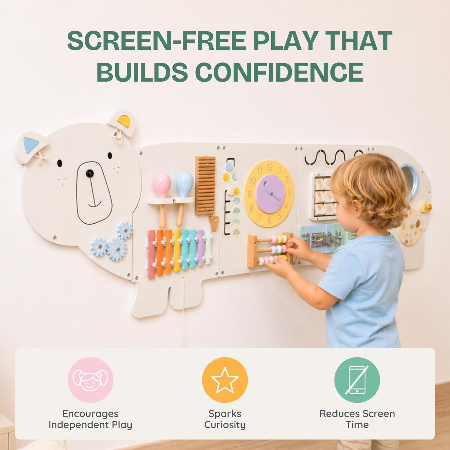 Montessori Sensory Busy Board Wall Panel Kids Toy