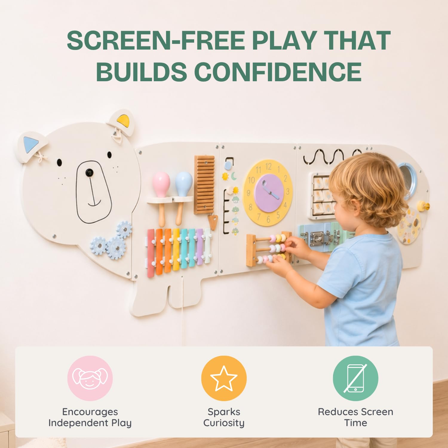 Sensory Wall Panel for Kids – Toddler Learning Activity Center - Emotional Development & Fine Motor Skills – Toddler Learning Activity Center- Busy board Montessori toys