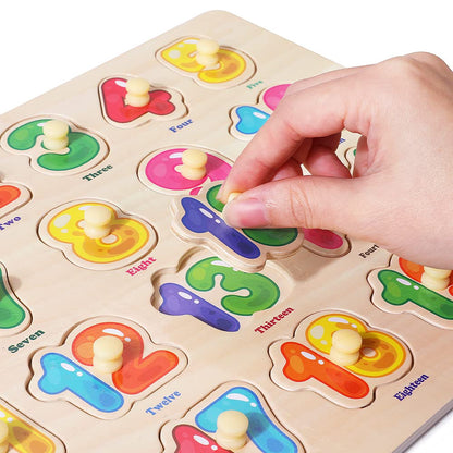 Wooden Peg Puzzle Set Alphabet Animal Learning Toy