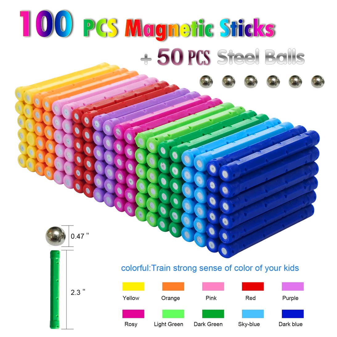 Building Sticks Blocks Toys, Educational Toys Building Toy with Storage Bag
