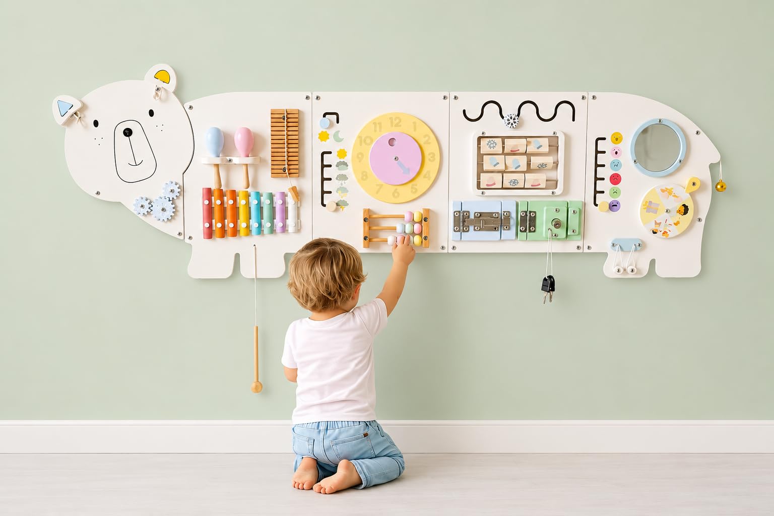 Sensory Wall Panel for Kids – Toddler Learning Activity Center - Emotional Development & Fine Motor Skills – Toddler Learning Activity Center- Busy board Montessori toys
