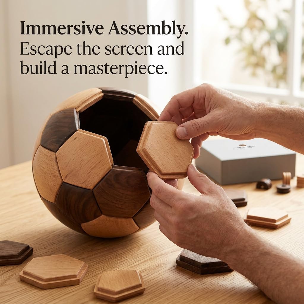 3D Wooden Puzzle Soccer Ball