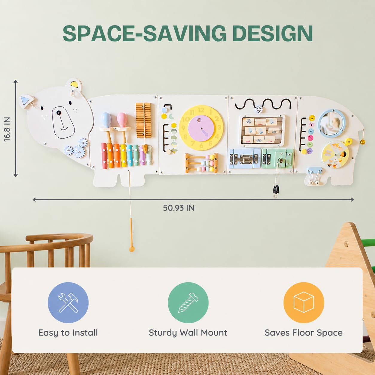 Sensory Wall Panel for Kids – Toddler Learning Activity Center - Emotional Development & Fine Motor Skills – Toddler Learning Activity Center- Busy board Montessori toys