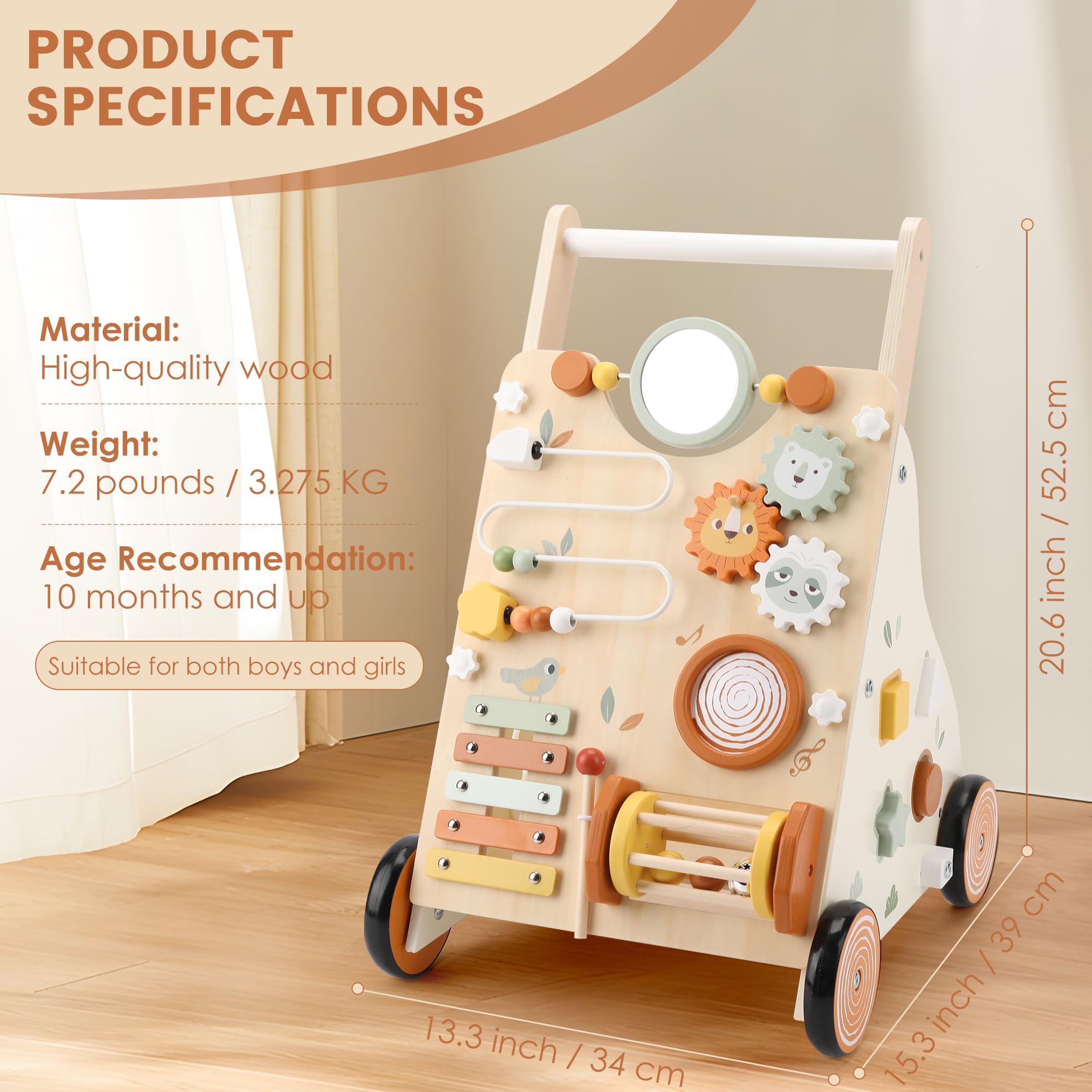 Pithfor Wooden Baby Push Walker