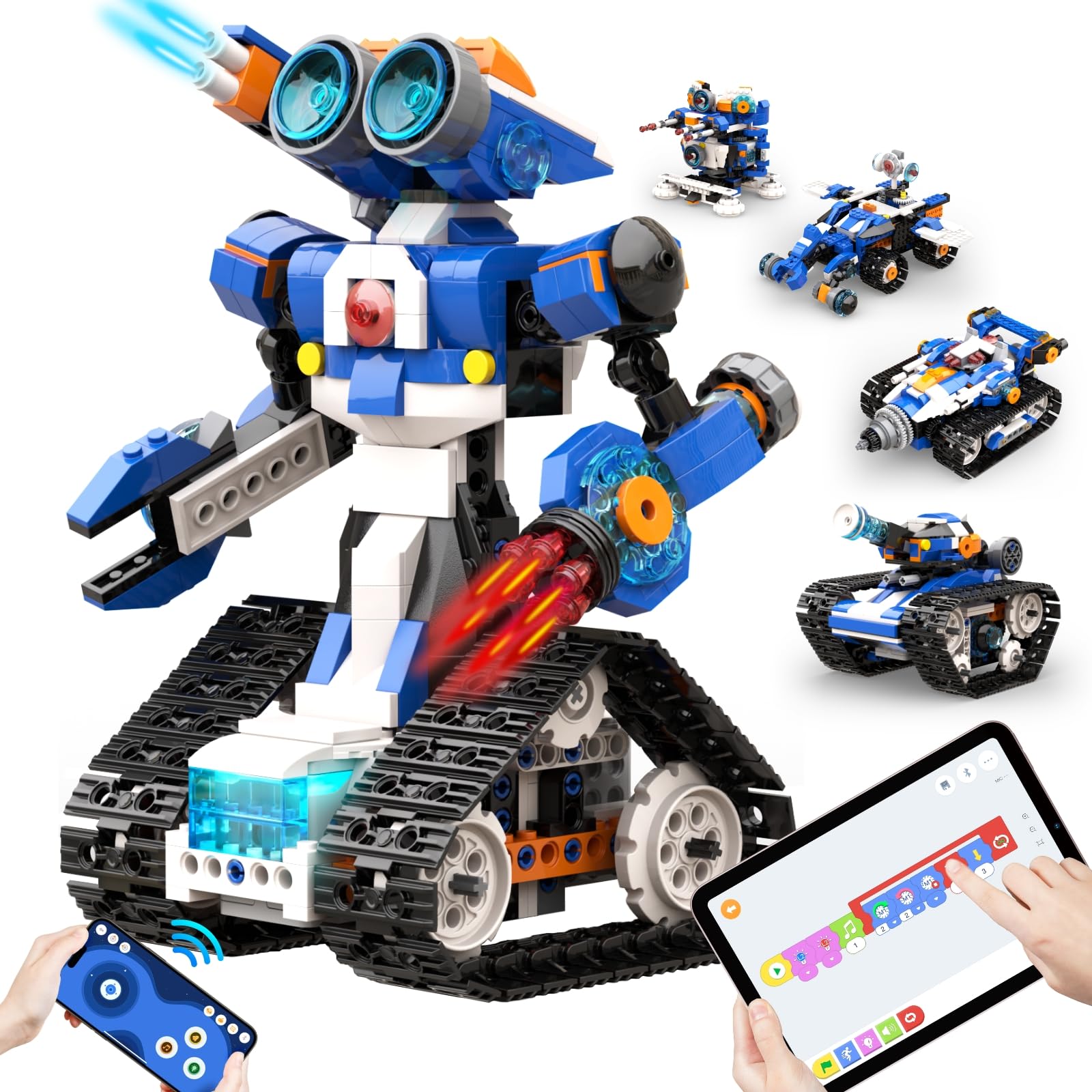 Apitor Smart Robot Building Kit, Programmable App RC Robot/Car with Coding Game, for 6 7 8 9 10 11 12 Years Old Kids Boys and Girls