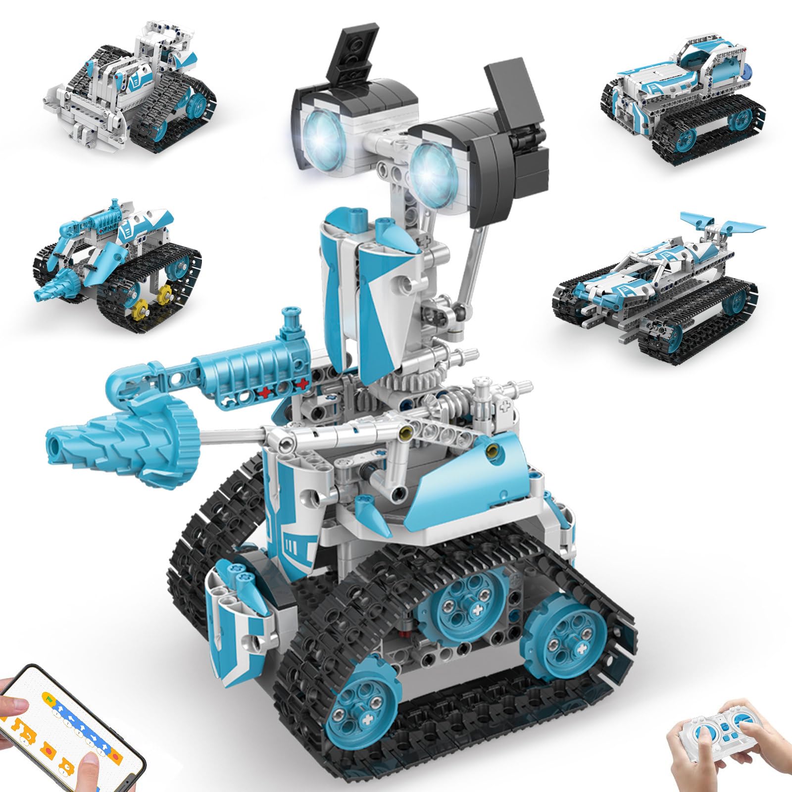 Ansnibe Robot Building Kit with APP/Remote Control STEM Gifts for Boys Age 8-16,Technic Coding Robotic Toys for Kids Birthday, Buildable 5in1 Models