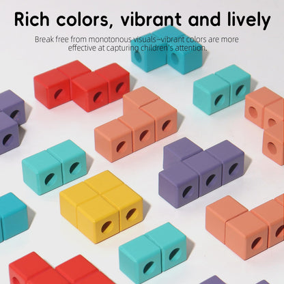 Montessori Wooden Block Puzzle Stacking Brain Teaser Toy