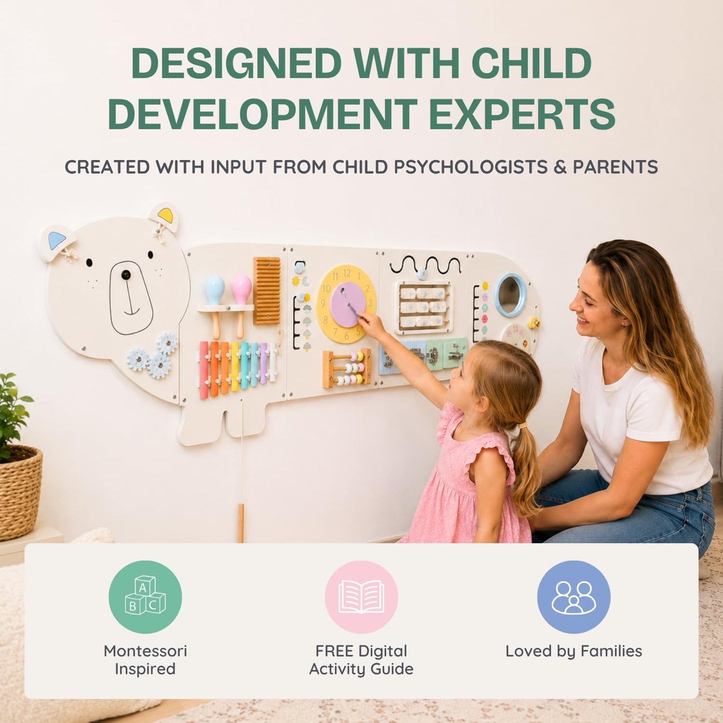 Montessori Sensory Busy Board Wall Panel Kids Toy