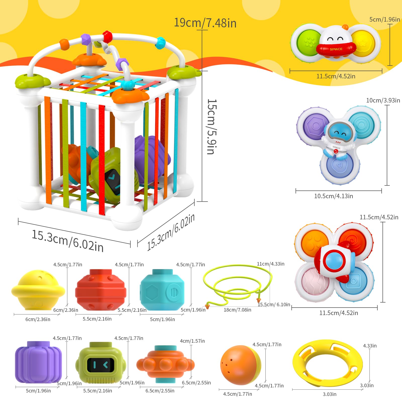 Fyxttalor Baby Toy for 12M+, Montessori Sensory Toy Play Set for Toddlers, Educational Toy in Stollers for Development Fine Motor Skills Gift for Boys& Girls