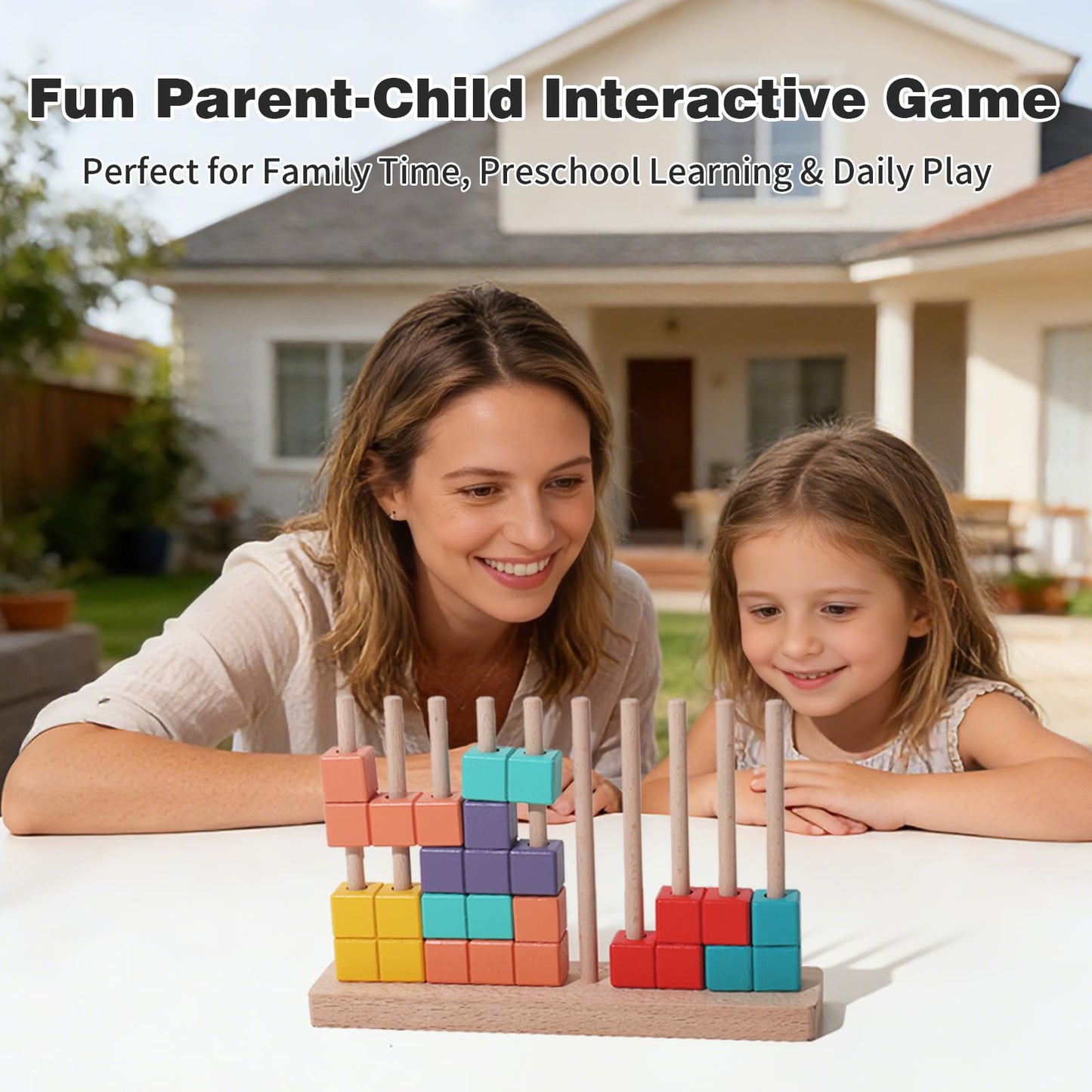 Montessori Wooden Block Puzzle Stacking Brain Teaser Toy