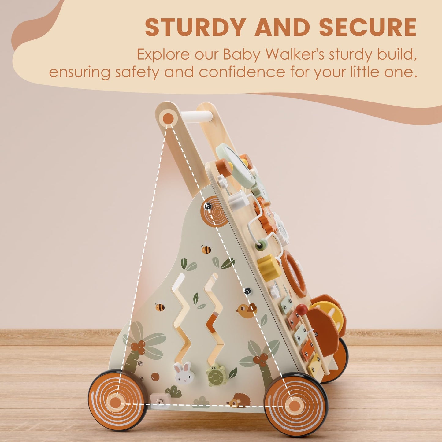 Pithfor Wooden Baby Push Walker
