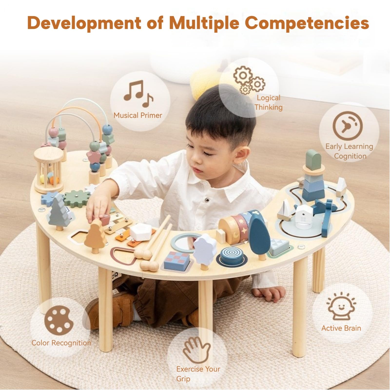 GLCforever Montessori Activity Table for 1-3 Year Old | Large Size Busy Board & Sensory Toys | Learning Activity Table for Baby for 1 Year Old Boy or Girl