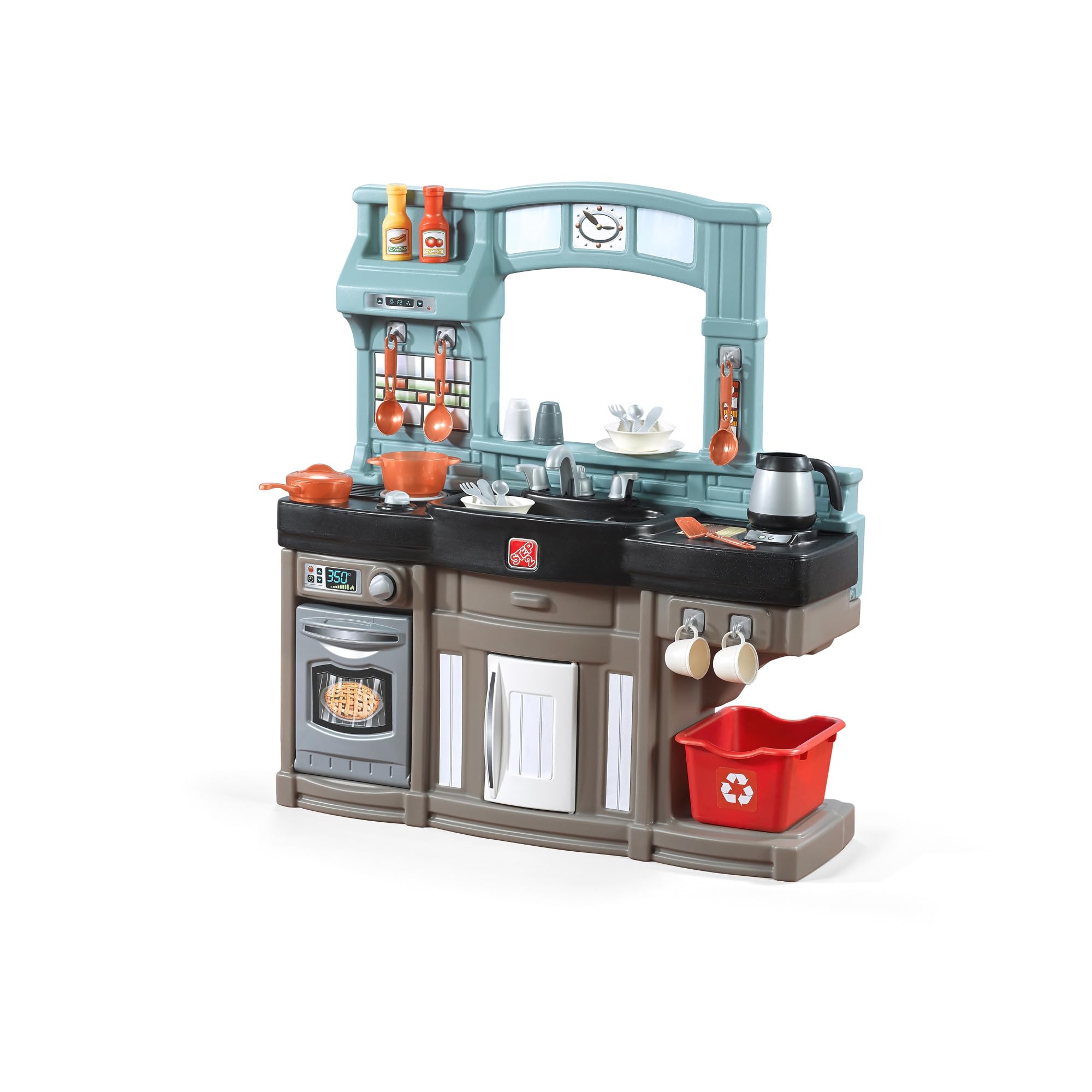 Step2 Kitchen Playset for Kids, Indoor/Outdoor Kitchenette, Interactive Play with Lights and Sounds, Made of Durable Plastic, for Toddlers 2+ Years Old
