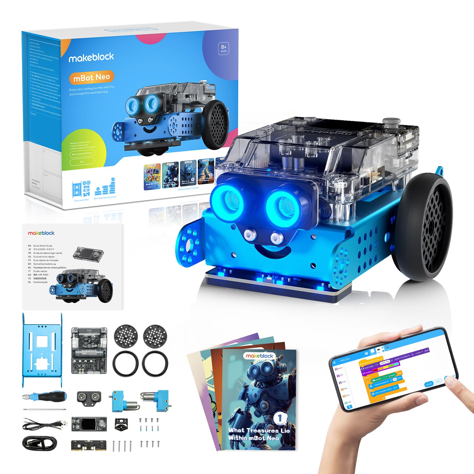Makeblock mBot Neo Robot Kit STEM Projects for Ages 8-12, Coding for Kids Support Scratch & Python Programming, Building Toys Gifts for Boys Girls 8+ Years Old