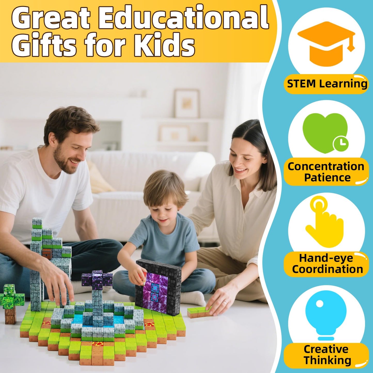 150-Piece Magnetic Building Blocks STEM Set for Kids