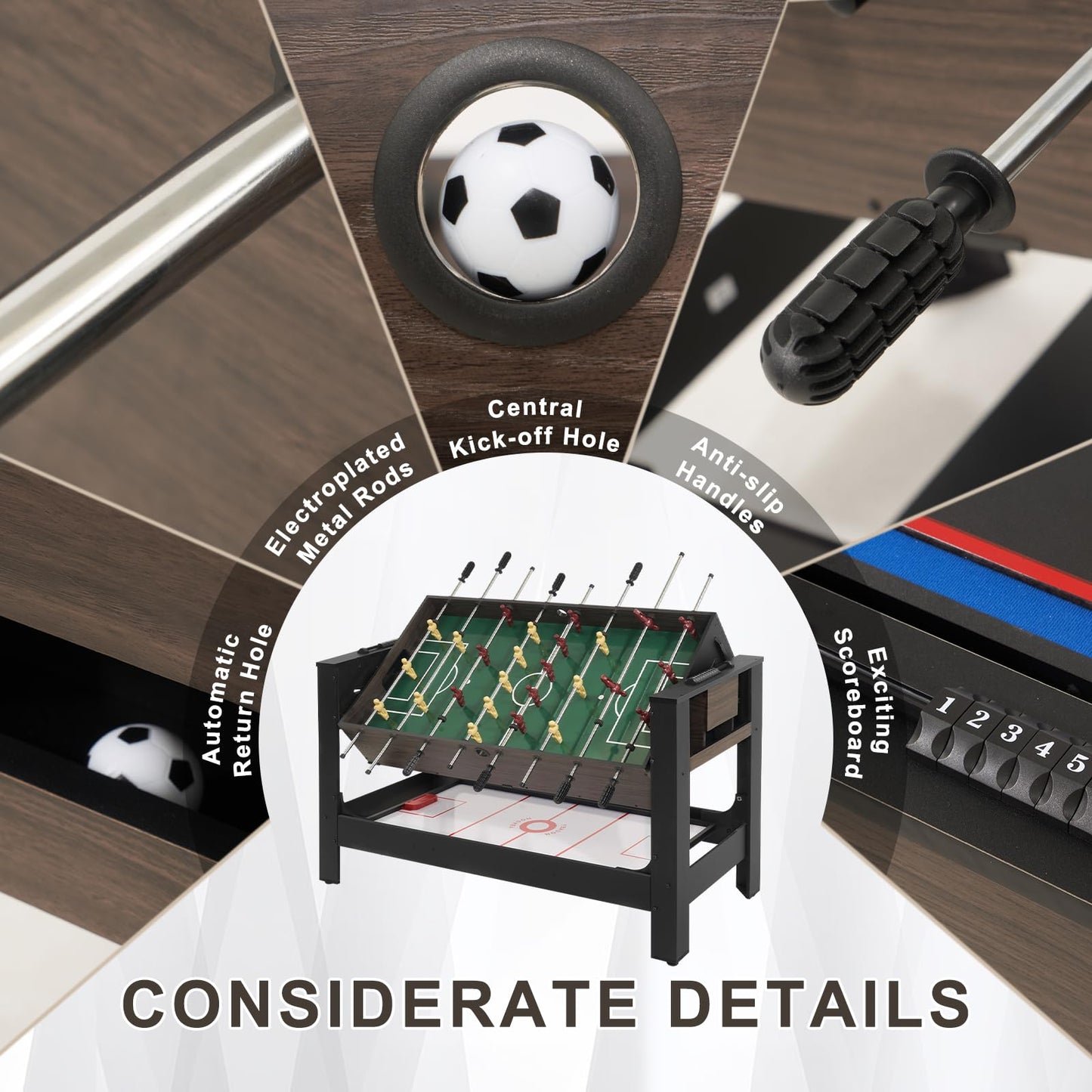 4-in-1 Game Table Air Hockey Foosball Ping Pong