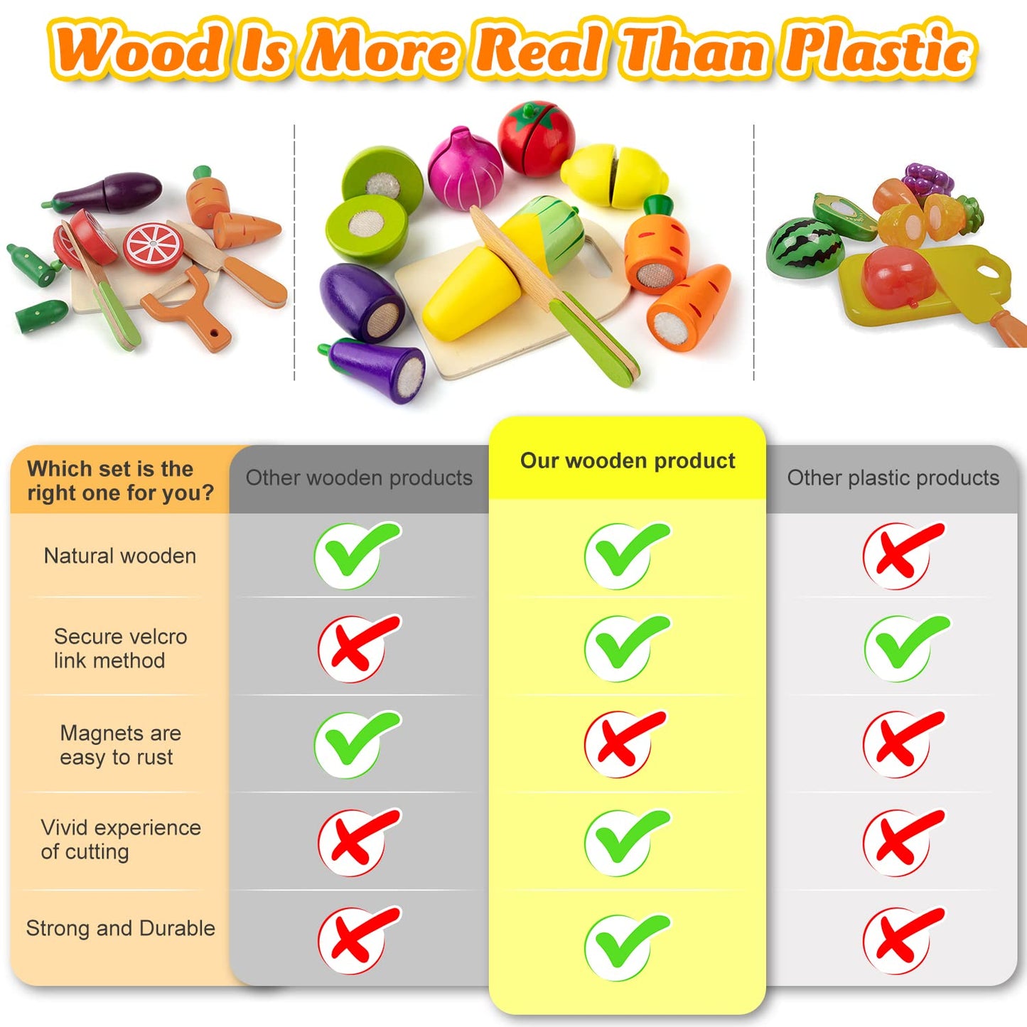 Wooden Kids Kitchen Play Food Cooking Set Accessories