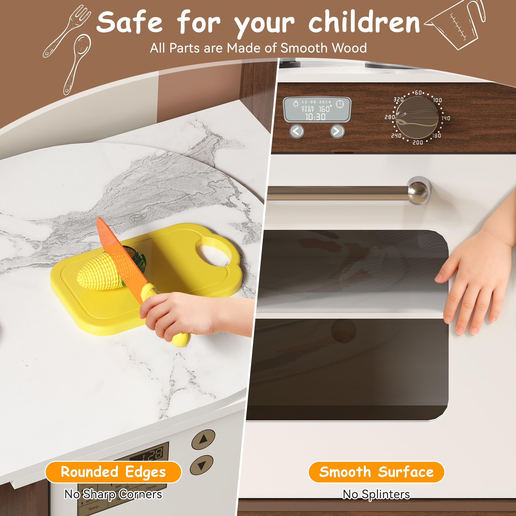 Kids Wooden Corner Play Kitchen Set