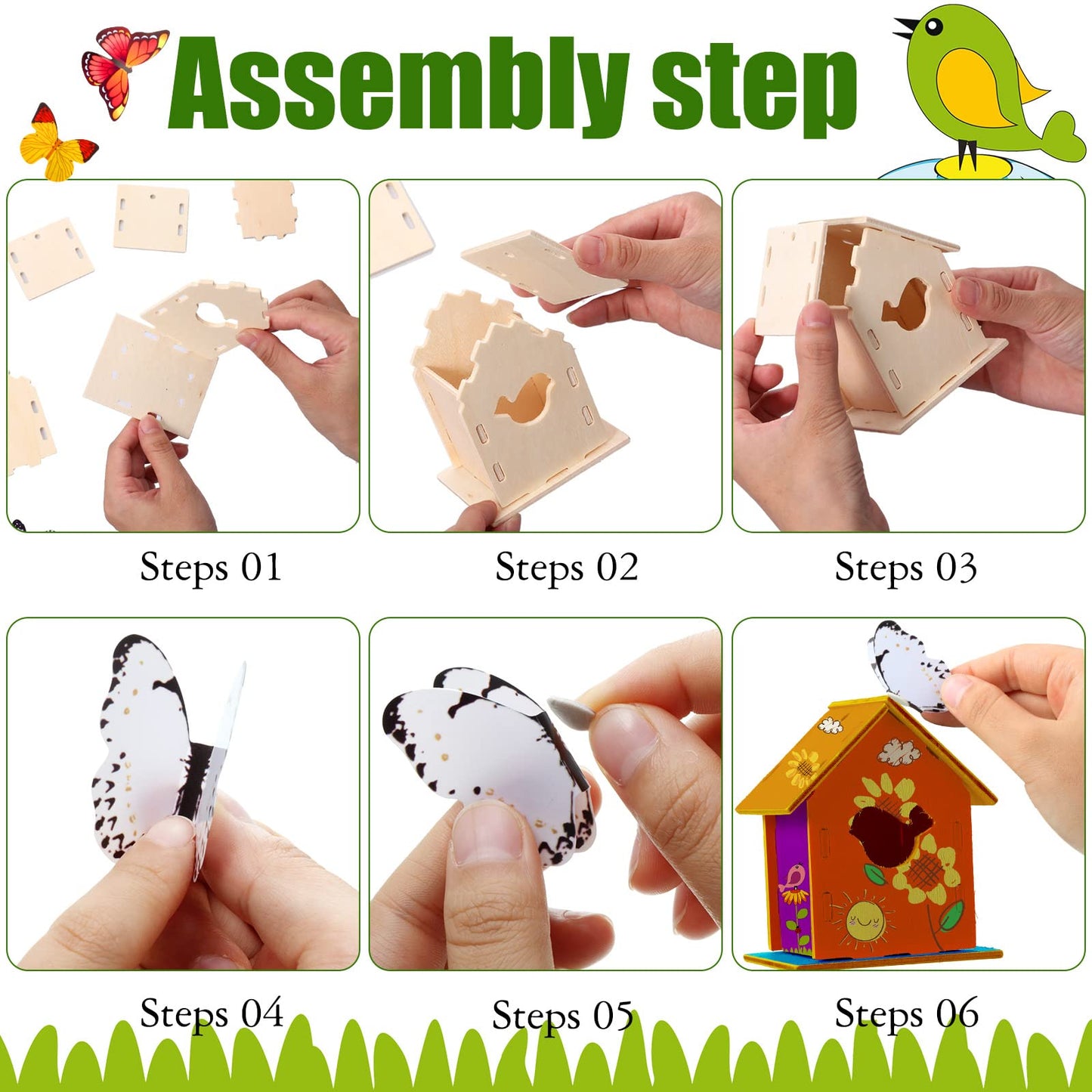 Wooden Birdhouse DIY Craft Kit for Kids STEM Set