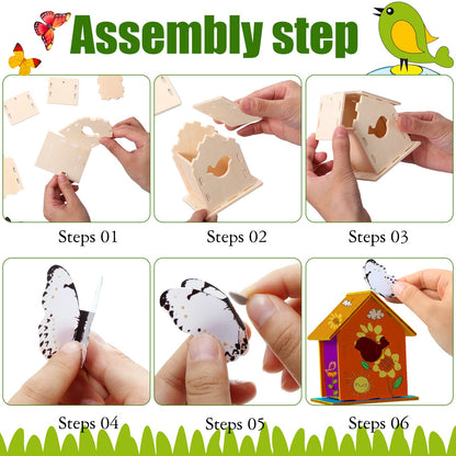 Wooden Birdhouse DIY Craft Kit for Kids STEM Set