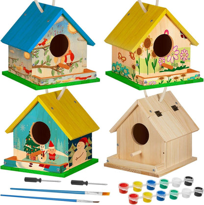 Wooden DIY Birdhouse Craft Kit with Paint Set