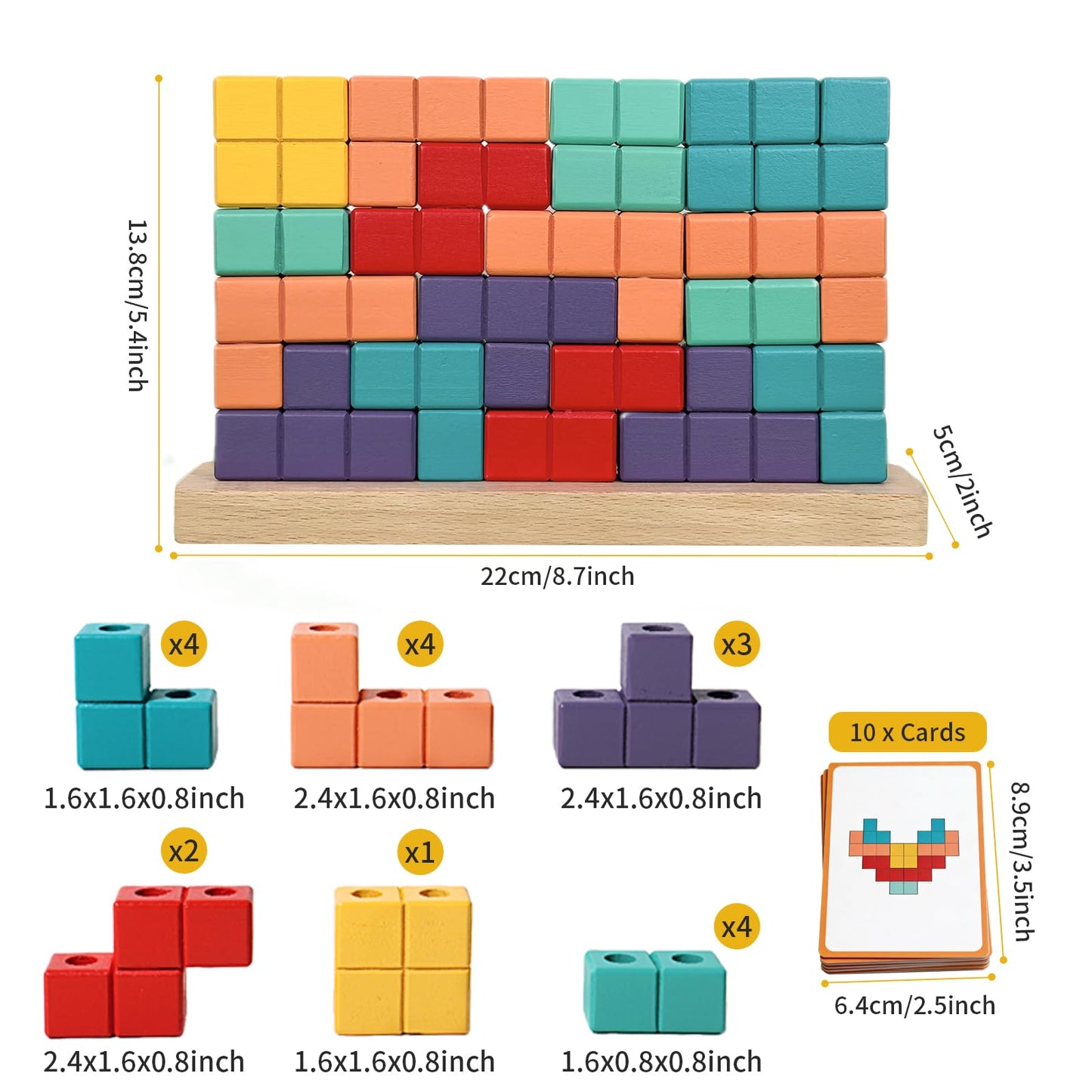 Montessori Wooden Block Puzzle Stacking Brain Teaser Toy