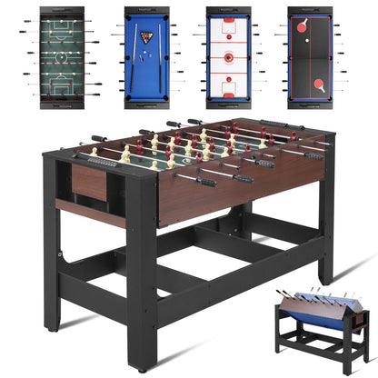 4-in-1 Game Table Air Hockey Foosball Ping Pong