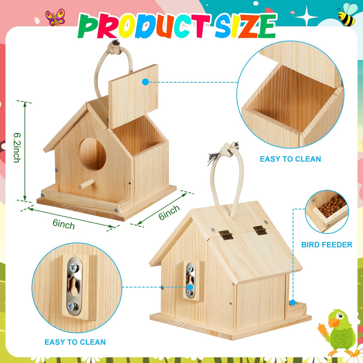 Wooden DIY Birdhouse Craft Kit with Paint Set