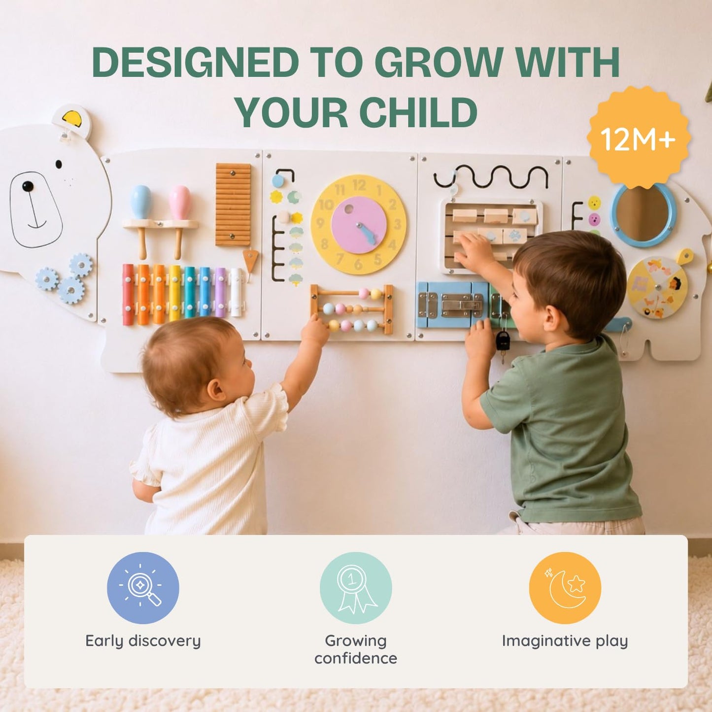 Montessori Sensory Busy Board Wall Panel Kids Toy