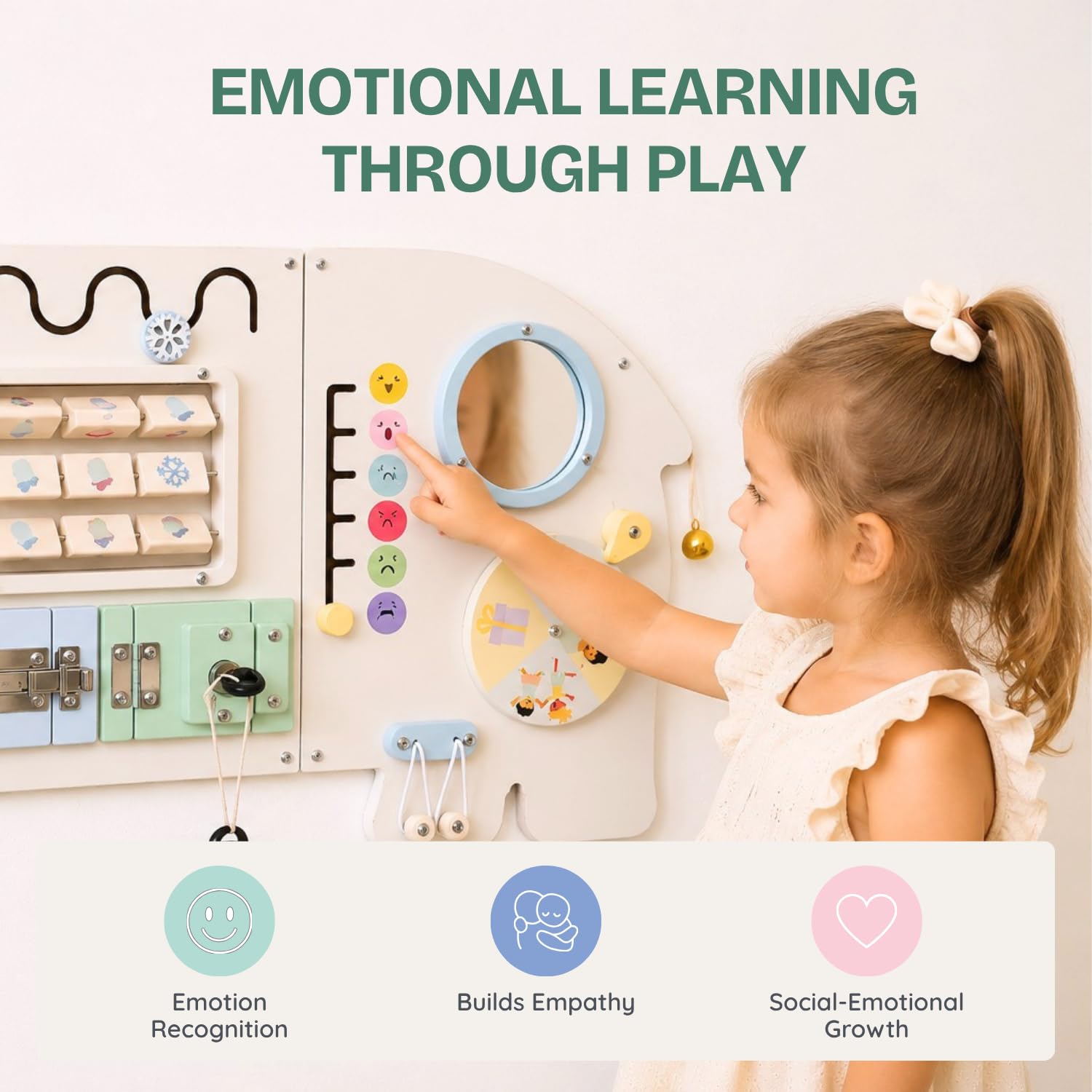 Sensory Wall Panel for Kids – Toddler Learning Activity Center - Emotional Development & Fine Motor Skills – Toddler Learning Activity Center- Busy board Montessori toys