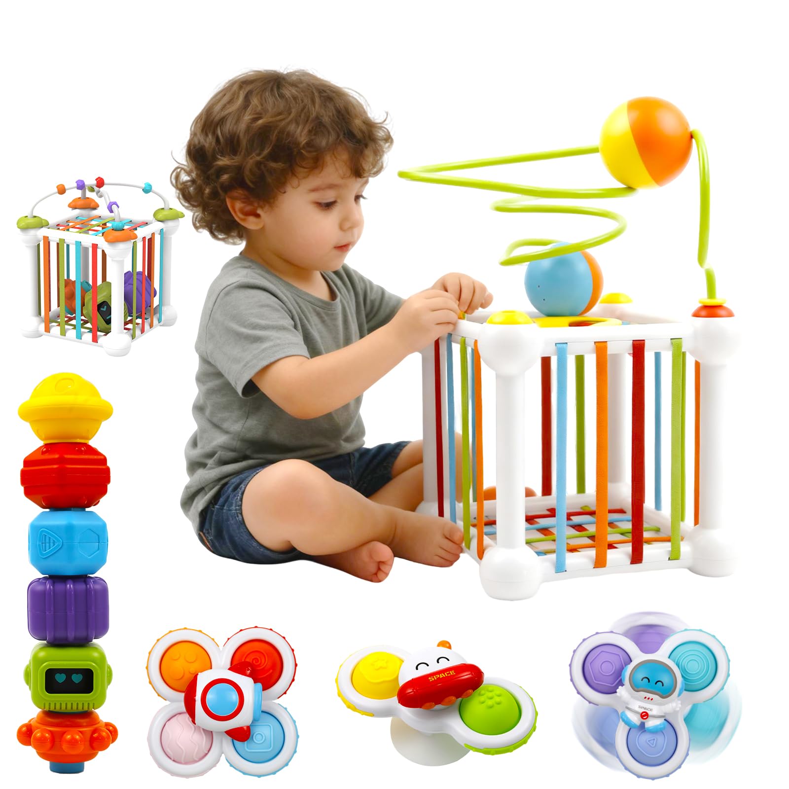 Fyxttalor Baby Toy for 12M+, Montessori Sensory Toy Play Set for Toddlers, Educational Toy in Stollers for Development Fine Motor Skills Gift for Boys& Girls