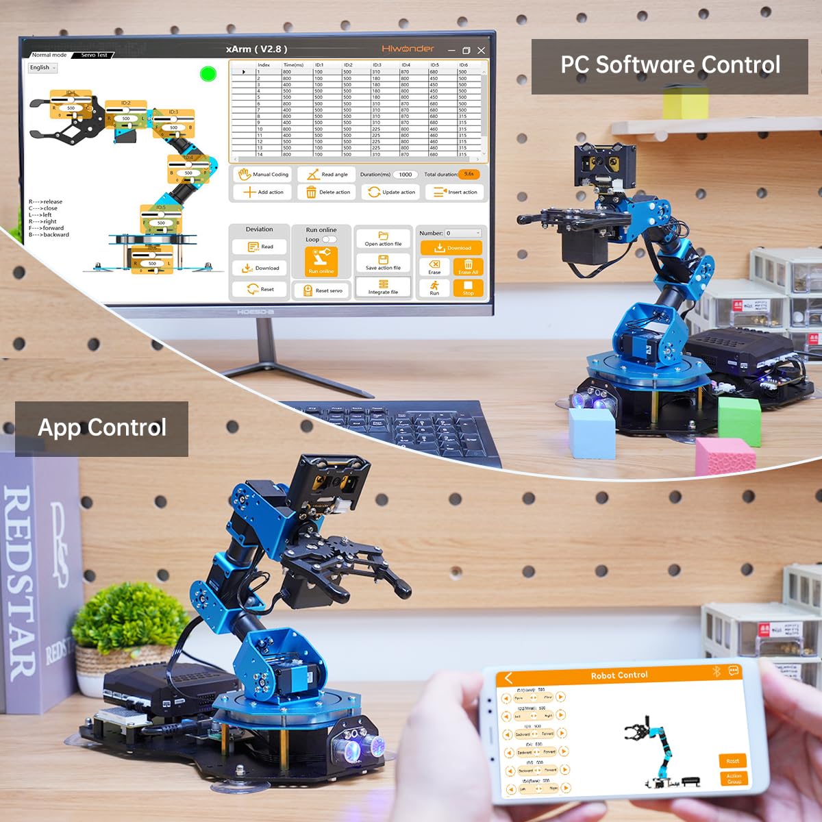 AI Vision & Voice Interaction Smart Robotic Arm for Arduino Scratch Python 6DOF Robot Arm STEM Project Educational Robot & Engineering Kits, Science/Coding/Programming Set, xArmAI