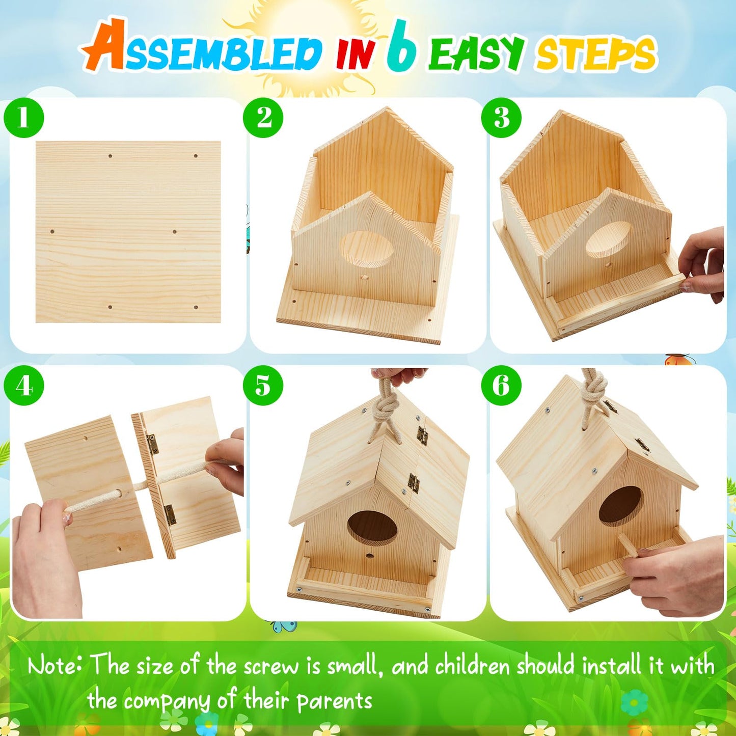 Wooden DIY Birdhouse Craft Kit with Paint Set