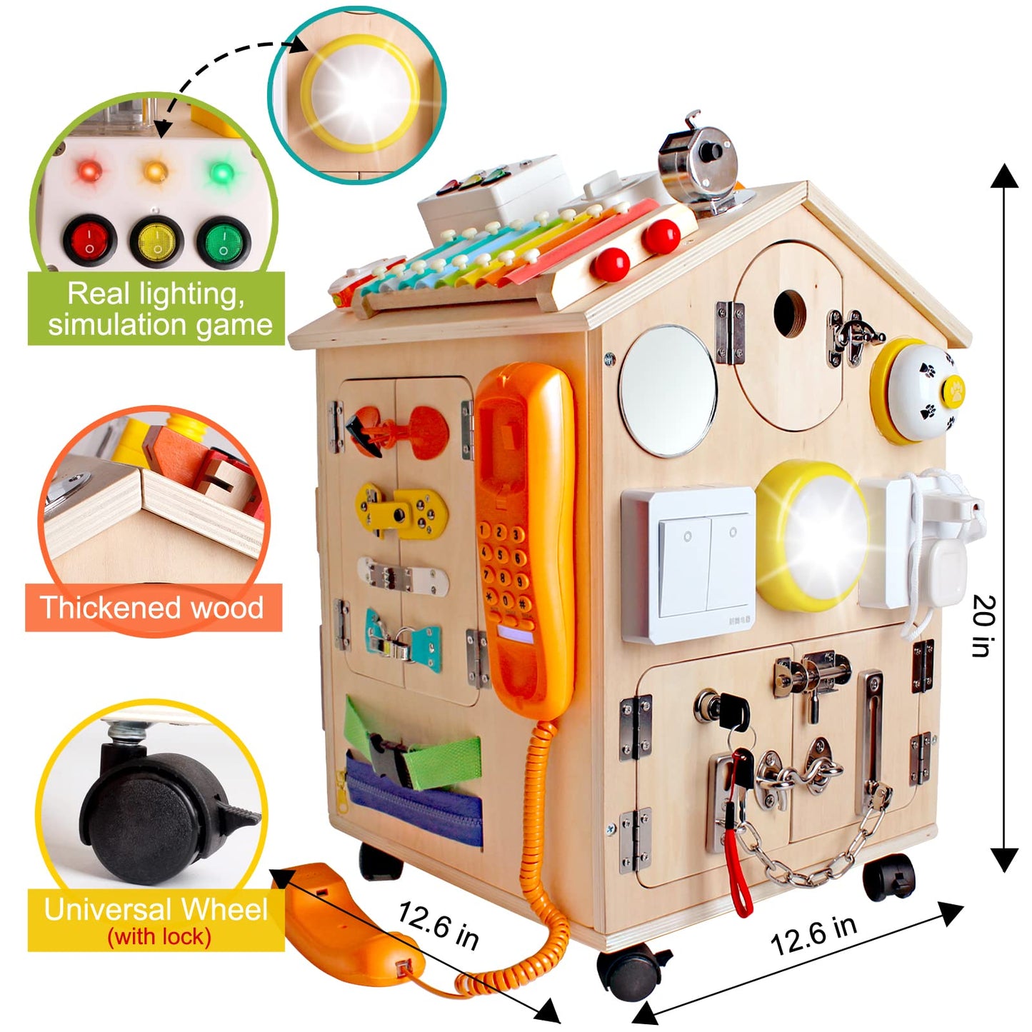 SHIERDU Large Wooden Activity Cube