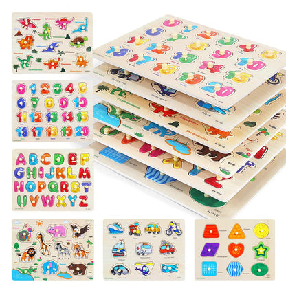 Wooden Peg Puzzle Set Alphabet Animal Learning Toy