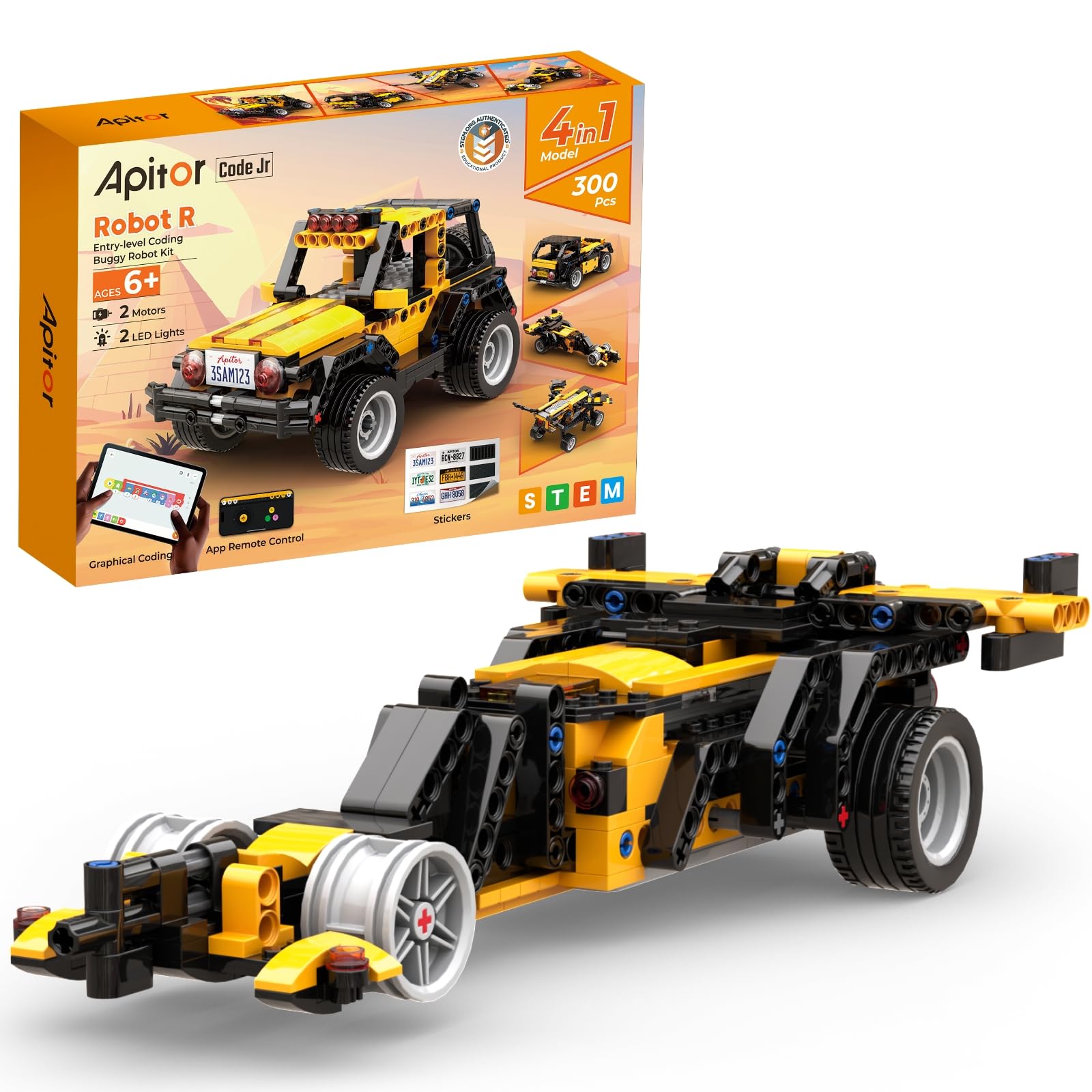 Apitor Smart Robot Building Kit, Programmable App RC Robot/Car with Coding Game, for 6 7 8 9 10 11 12 Years Old Kids Boys and Girls