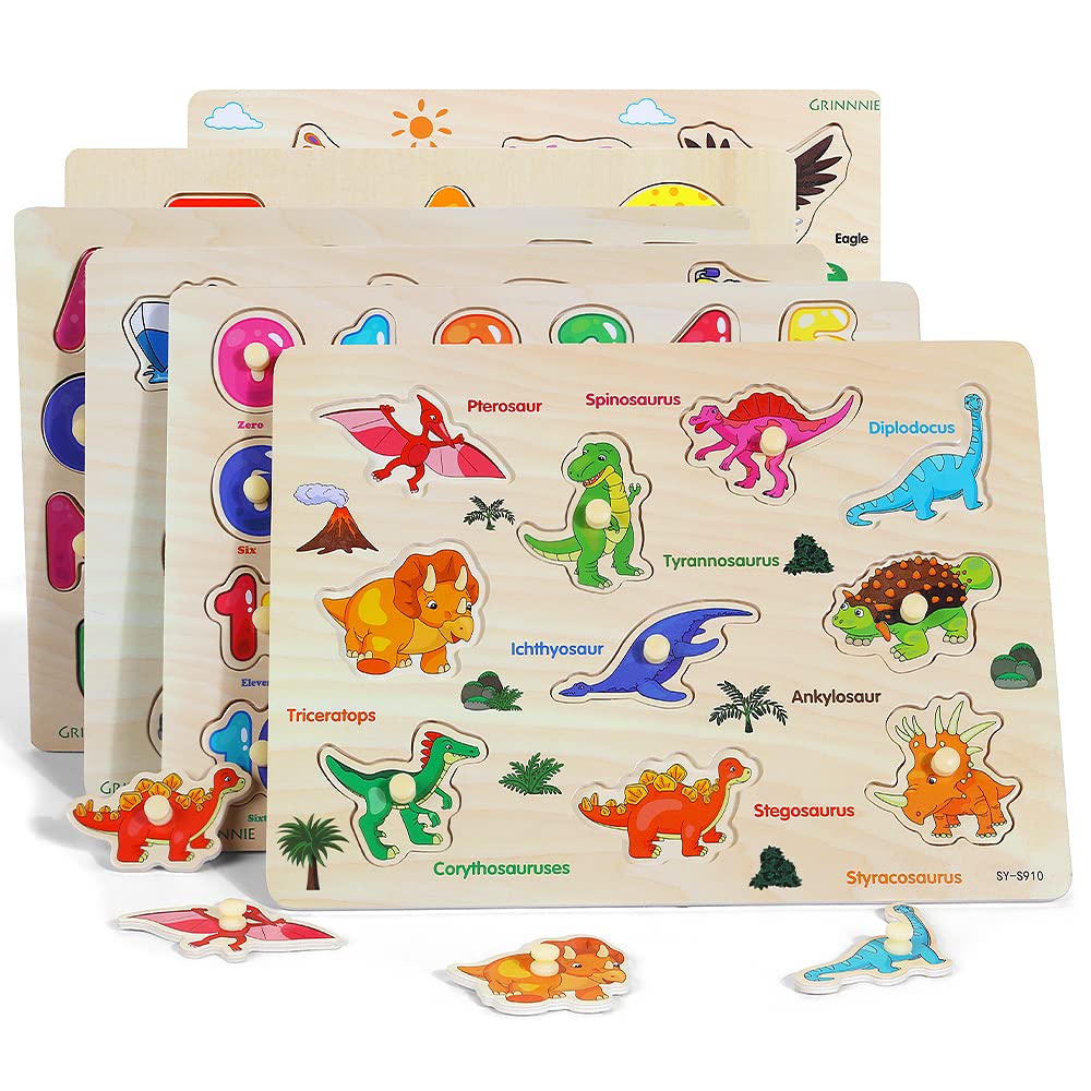 Wooden Peg Puzzle Set Alphabet Animal Learning Toy