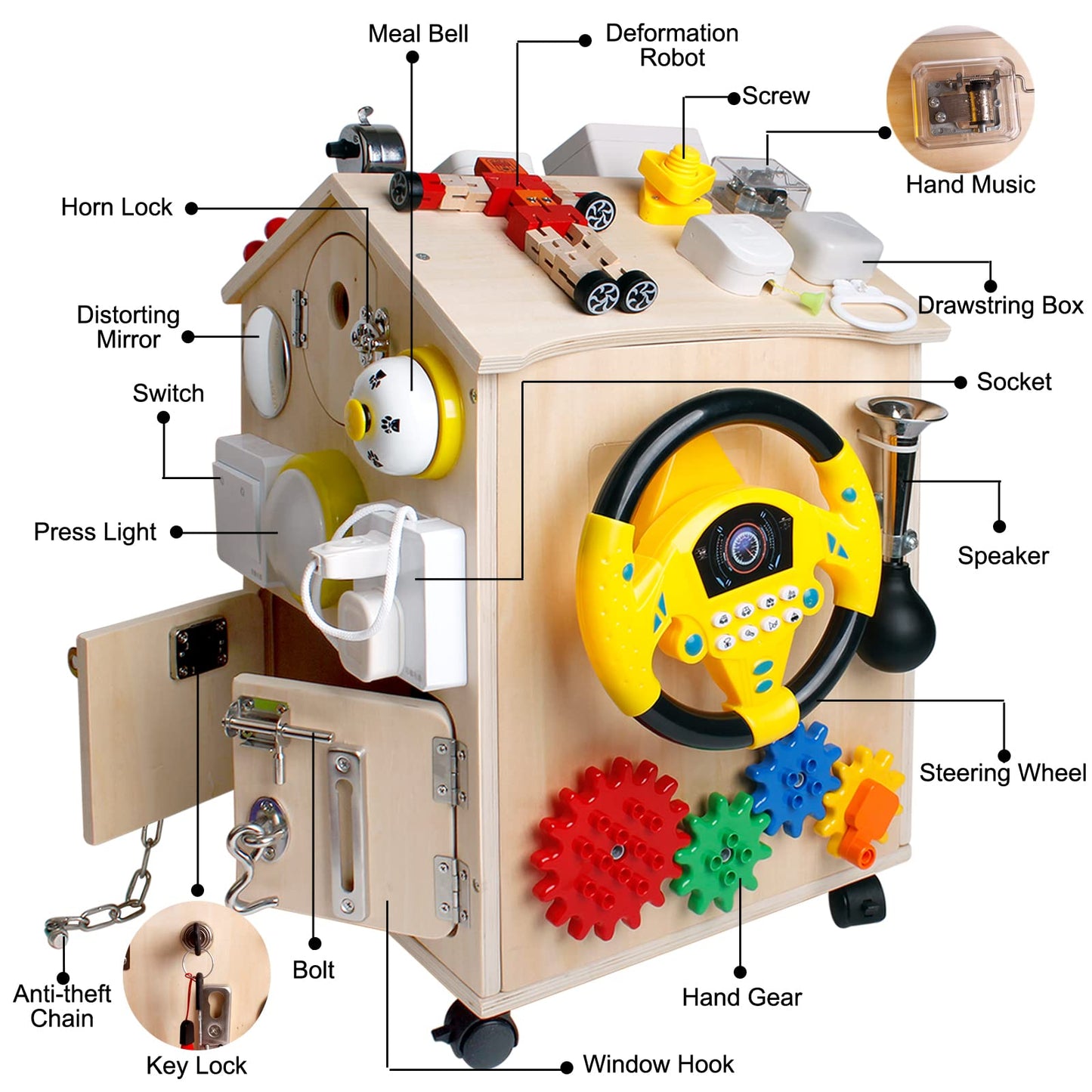 SHIERDU Large Wooden Activity Cube