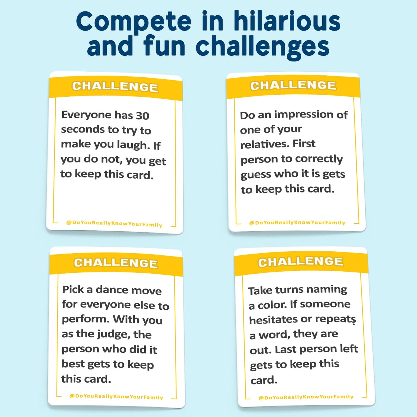 Family Conversation Game Challenge Cards for All Ages