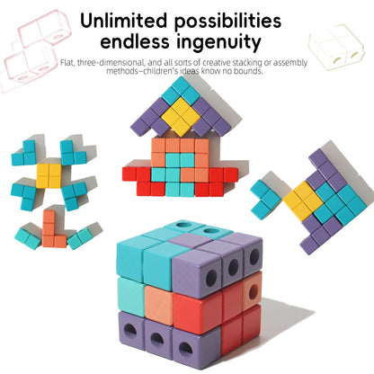 Montessori Wooden Block Puzzle Stacking Brain Teaser Toy