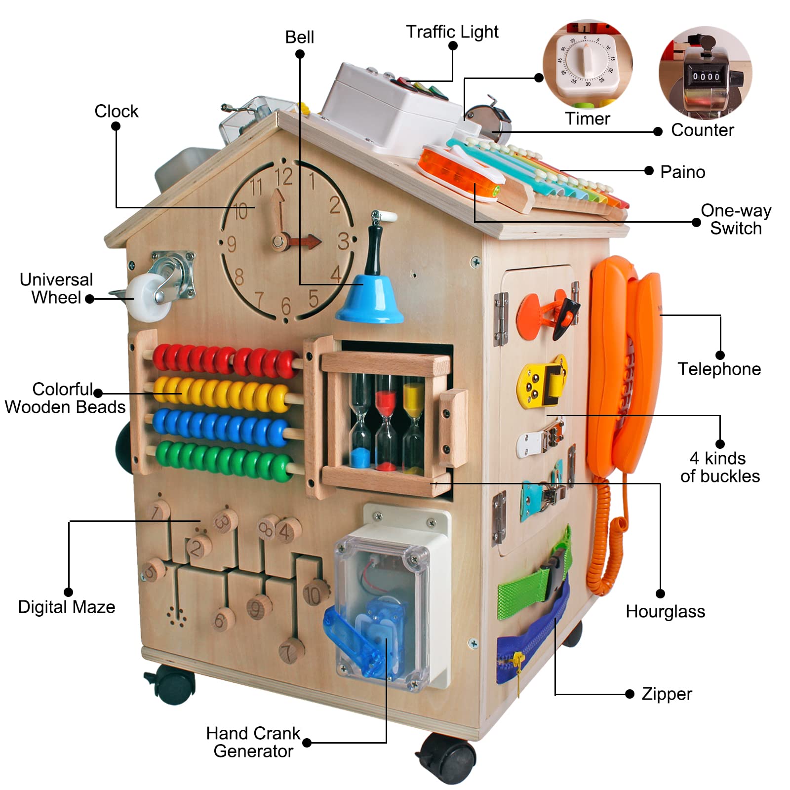 SHIERDU Large Wooden Activity Cube
