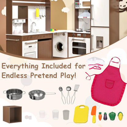 Kids Wooden Corner Play Kitchen Set